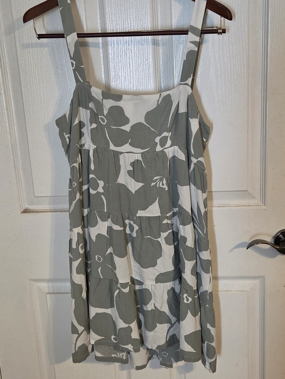 Volcom Green and White Floral Tiered Sundress - Women's Sleeveless Dress